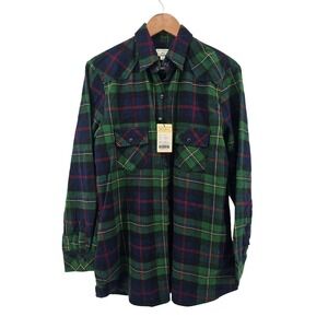 Matchstick Button Down Shirt Mens L Green Plaid Western Flannel Cotton 20M20G08